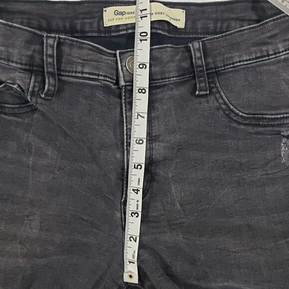 Gap inner cozy leggings destructed black size 14 32R skinny jeans - Picture 8 of 10